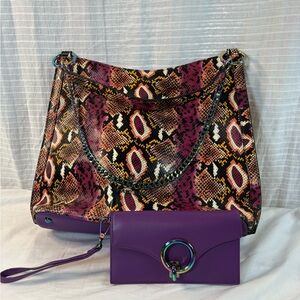 Sassy Jones Vibrant Snake Print Shoulder Bag Set